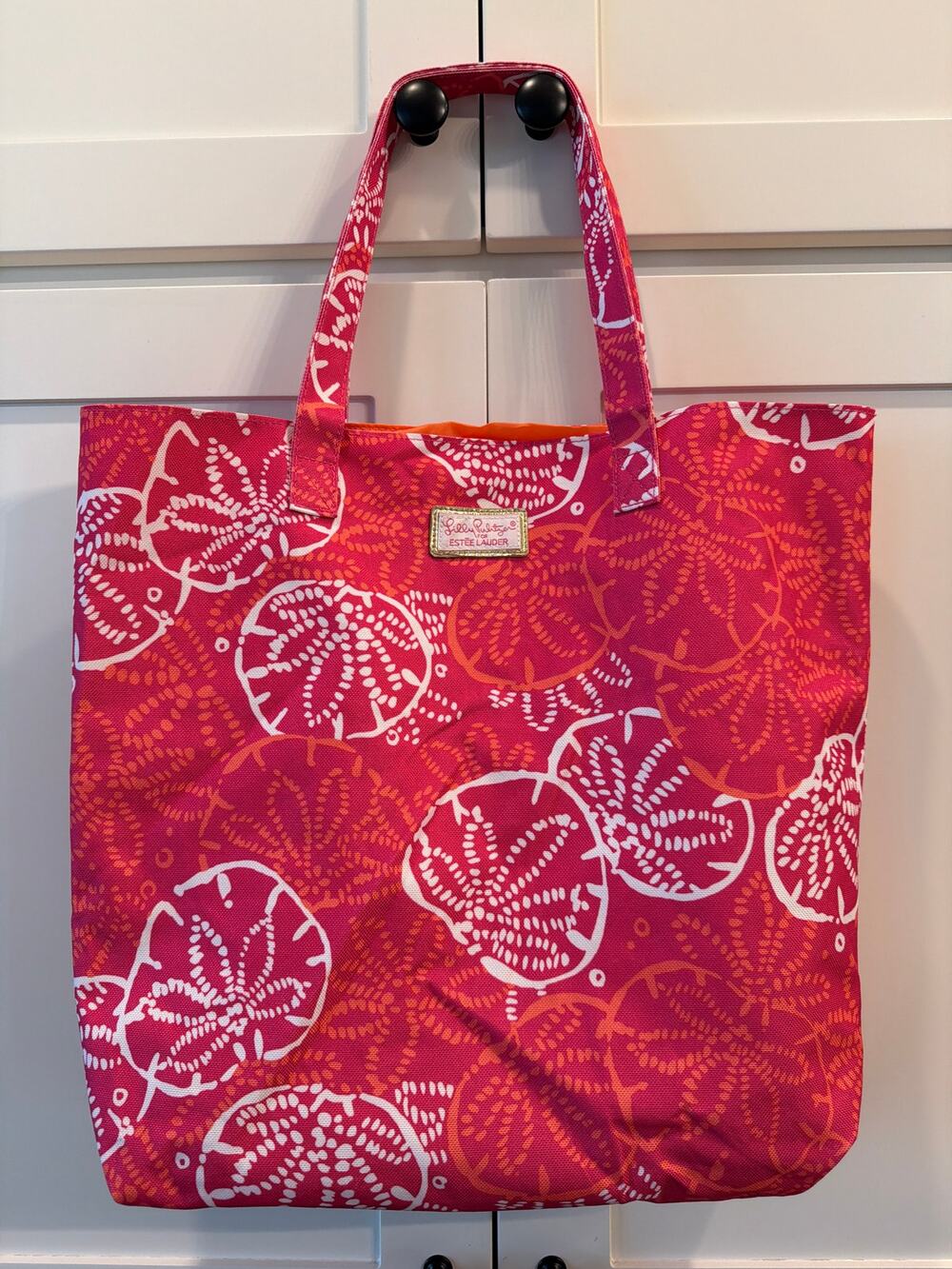 Lilly Pulitzer X Estee Lauder pink/orange floral tote